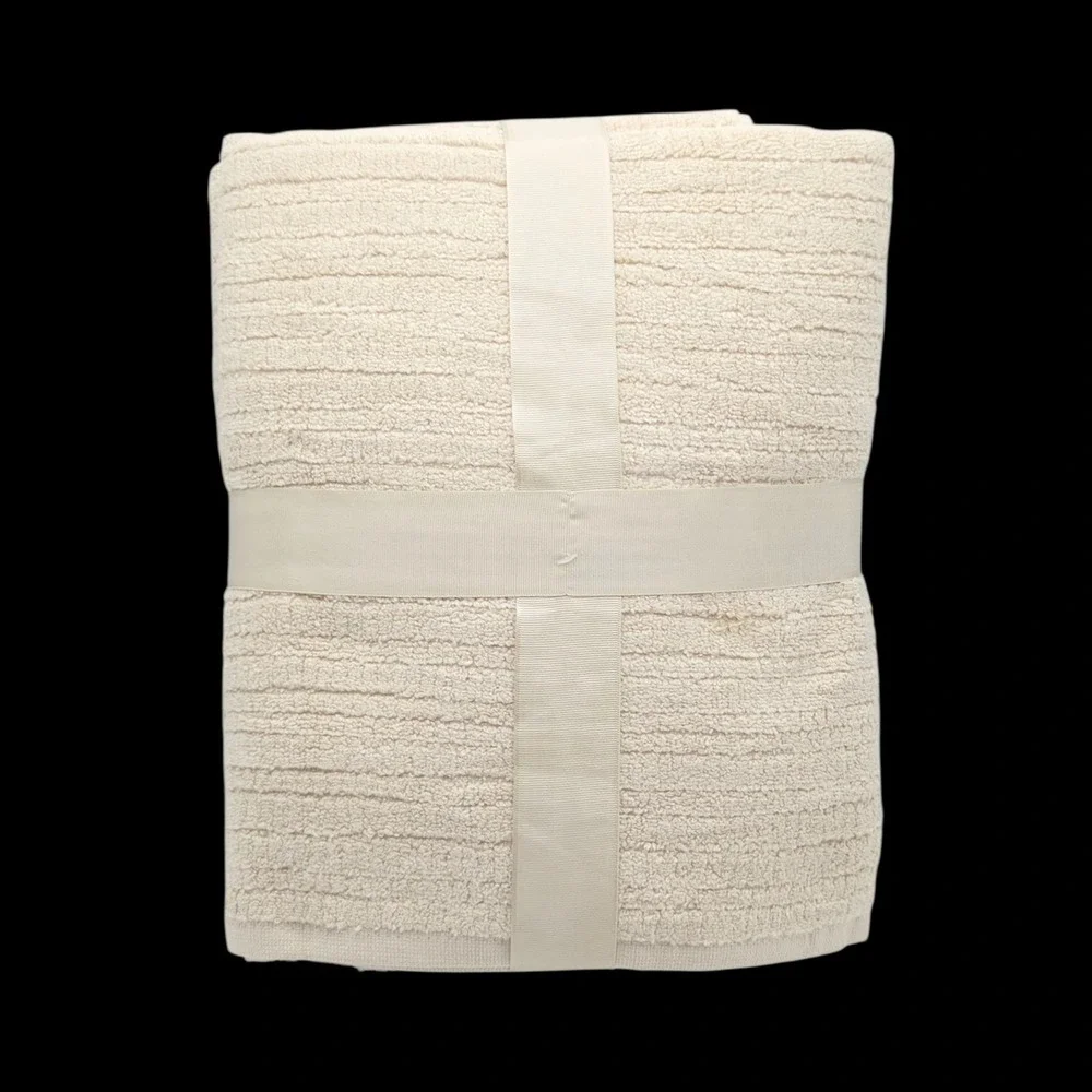 Pure Living 6pc Ecru Raised Cotton Bath Towel Set 2 Bath 2 Hand 2‎ Washcloths
